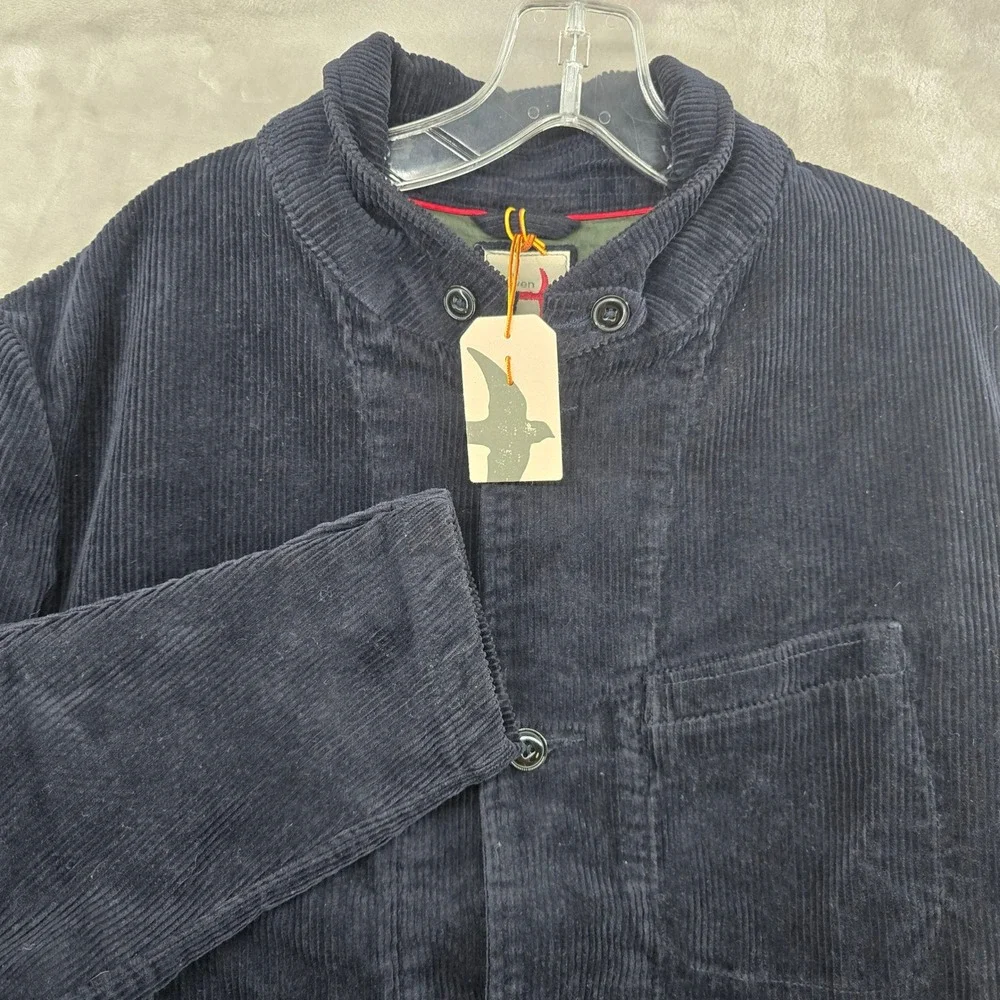 NWT Relwen Size Large Cord Trap‎ Blazer Navy Blue Corduroy Utility Chore Jacket